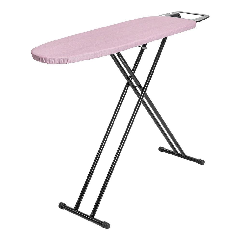 Tábua de Passar Roupa Milao Reforçada em Aço com Suporte para Ferro Forte Resistente Preto/Rosa