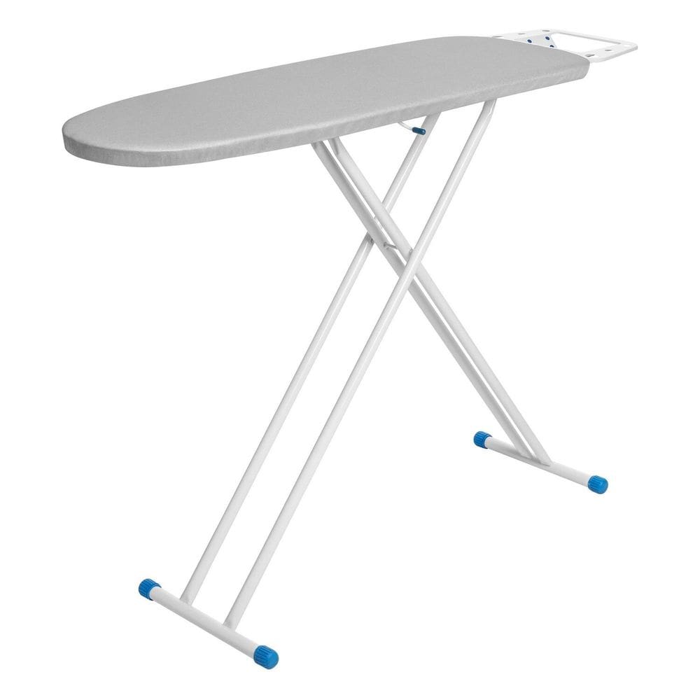 Tábua de Passar Roupa Extra Forte Metalizado em Aço com Suporte para Ferro 2001 Mix Plus Branco/Cinza