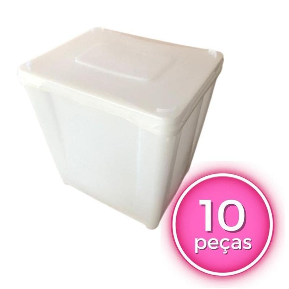 Pote Plastico Retangular Com Tampa - Kit 05 Peças