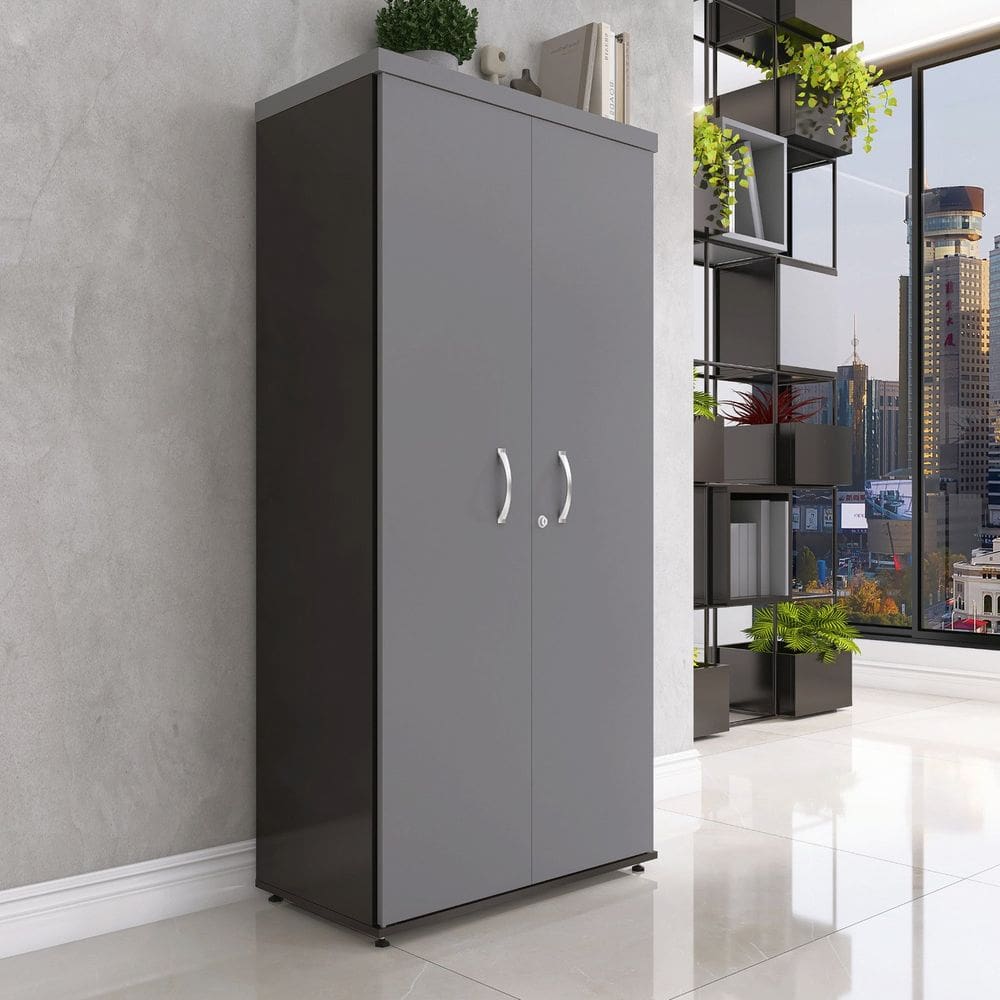 Armario Alto 02 Portas Pivotante 79,2cm X 161,1cm Preto/Grafito