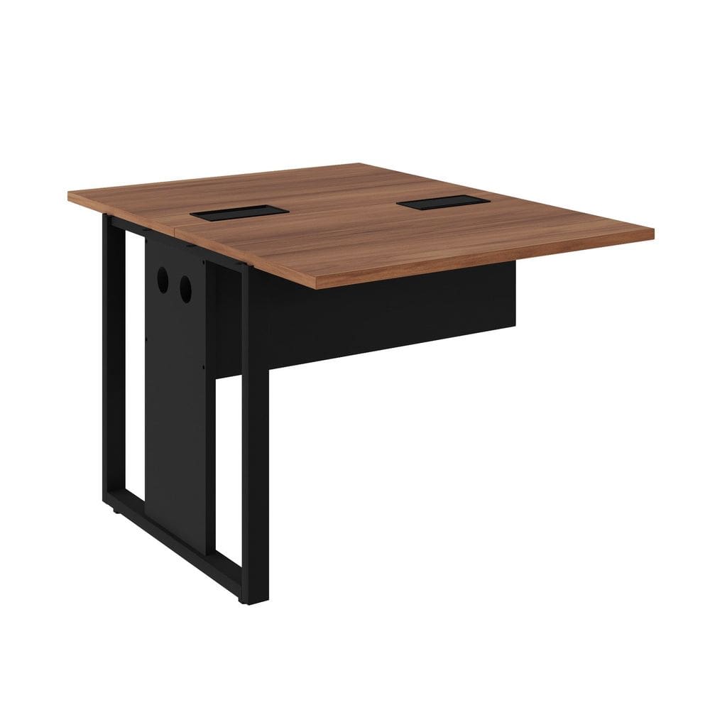 Escrivaninha Dupla Acoplar Pé Quadrado 90x73cm Expresso Móveis Nogal/Preto