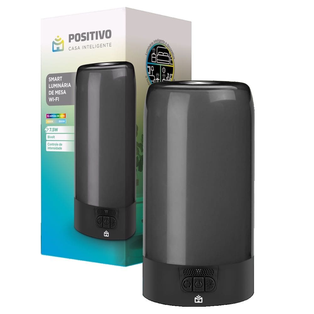 Smart Luminária de Mesa Wi-Fi Positivo Casa Inteligente - 7,5 W - RGB - 16 Milhões de cores - Controle por voz
