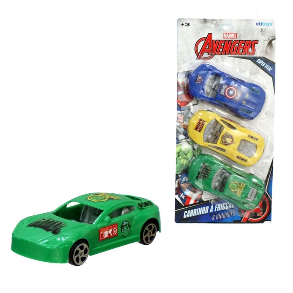 Carrinho Fricção Avengers com 3 Peças Etitoys