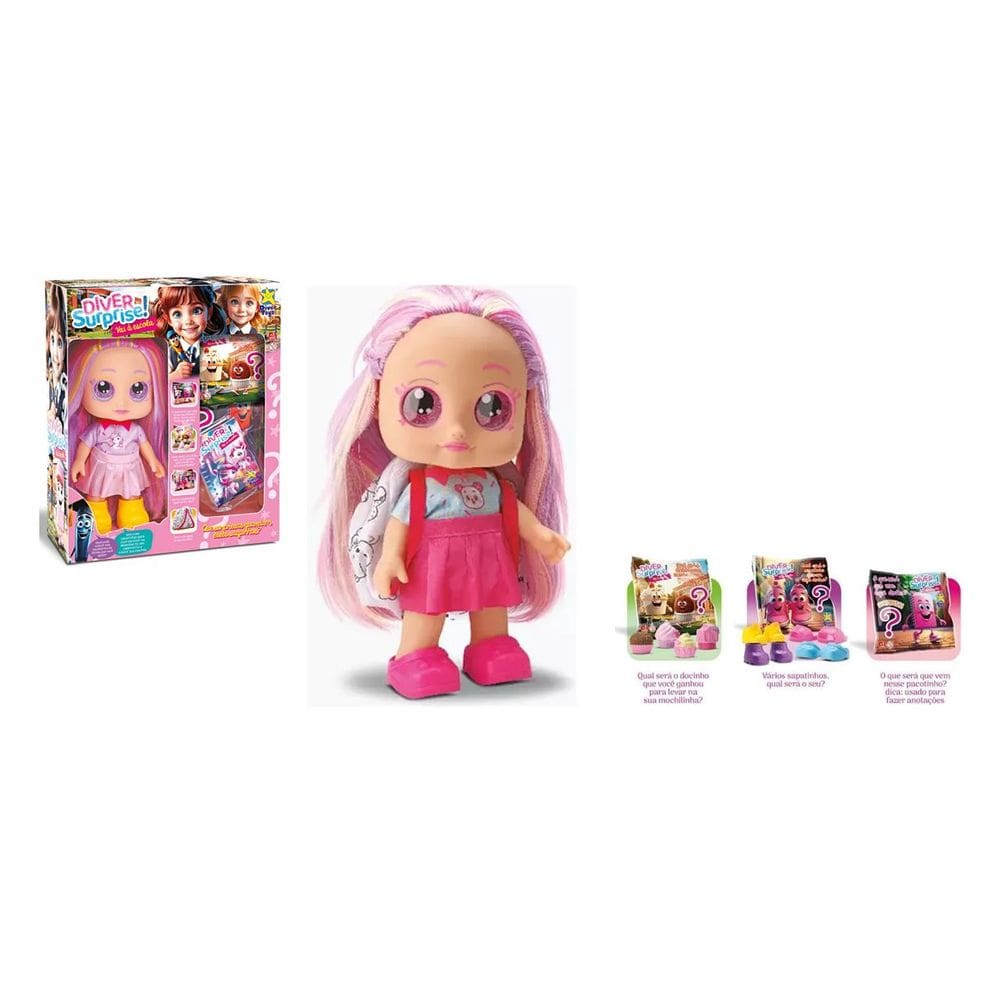 Boneca Diver Surprise Vai à Escola - Divertoys