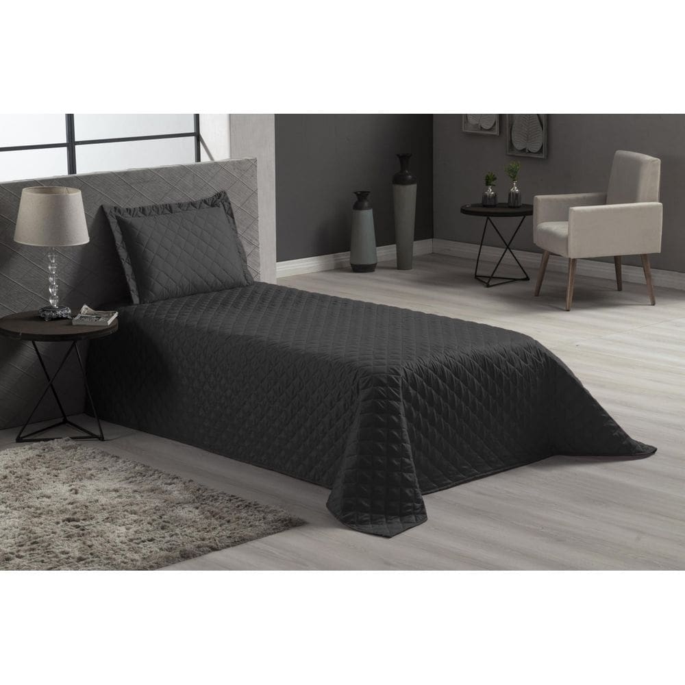 Cobre Leito Veneza Preto Solteiro 3 Peças Matelado