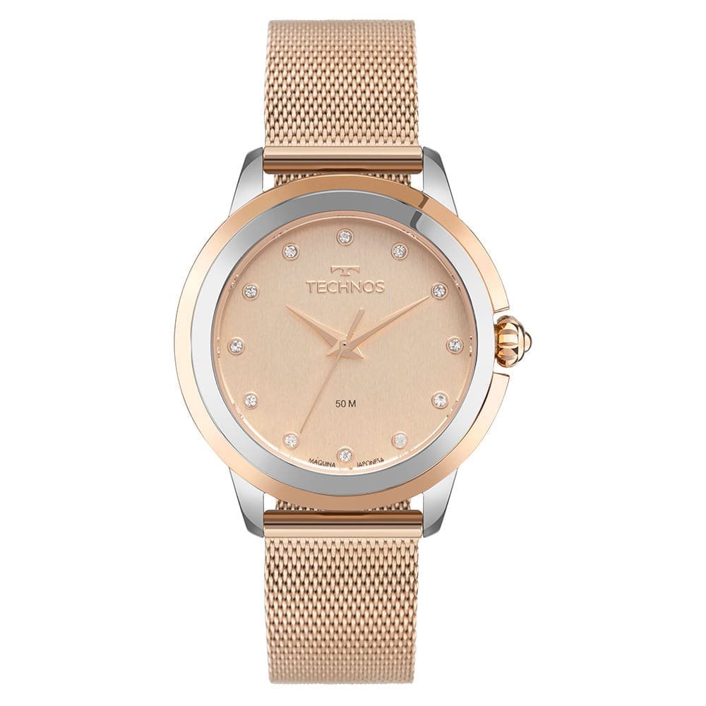 Relógio TECHNOS feminino analógico rosê prata 2036MTQ/1J