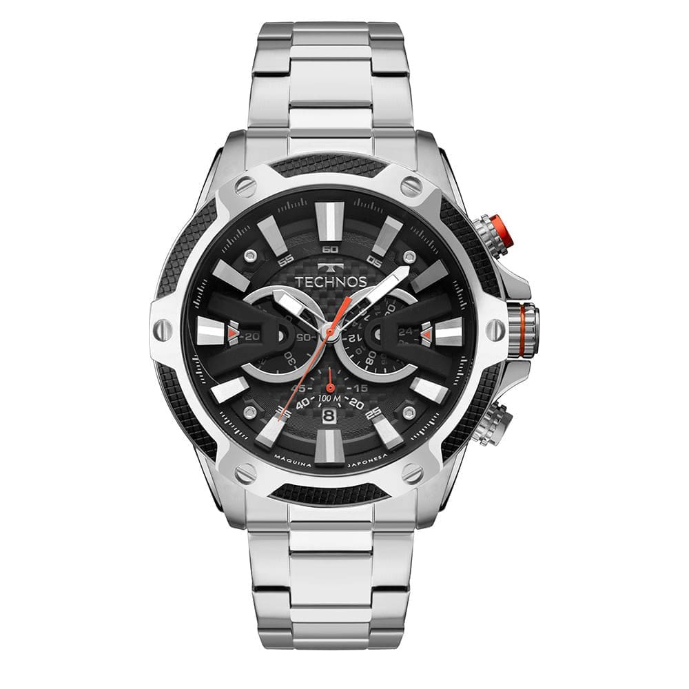 Relógio TECHNOS masculino cronógrafo carbon prata JS25BCC/1P