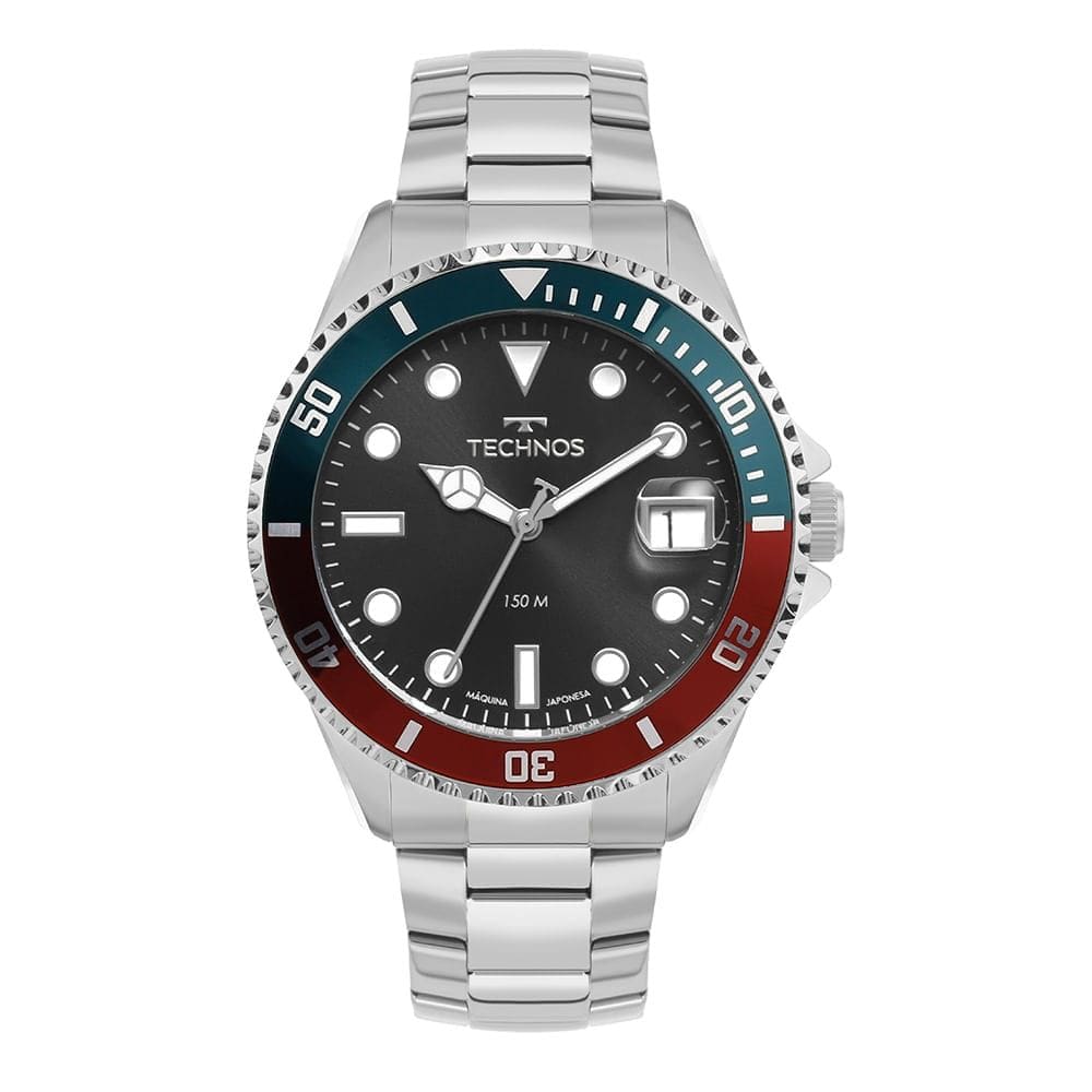 Relógio TECHNOS masculino acqua preto vermelho verde 2415DZ/1P