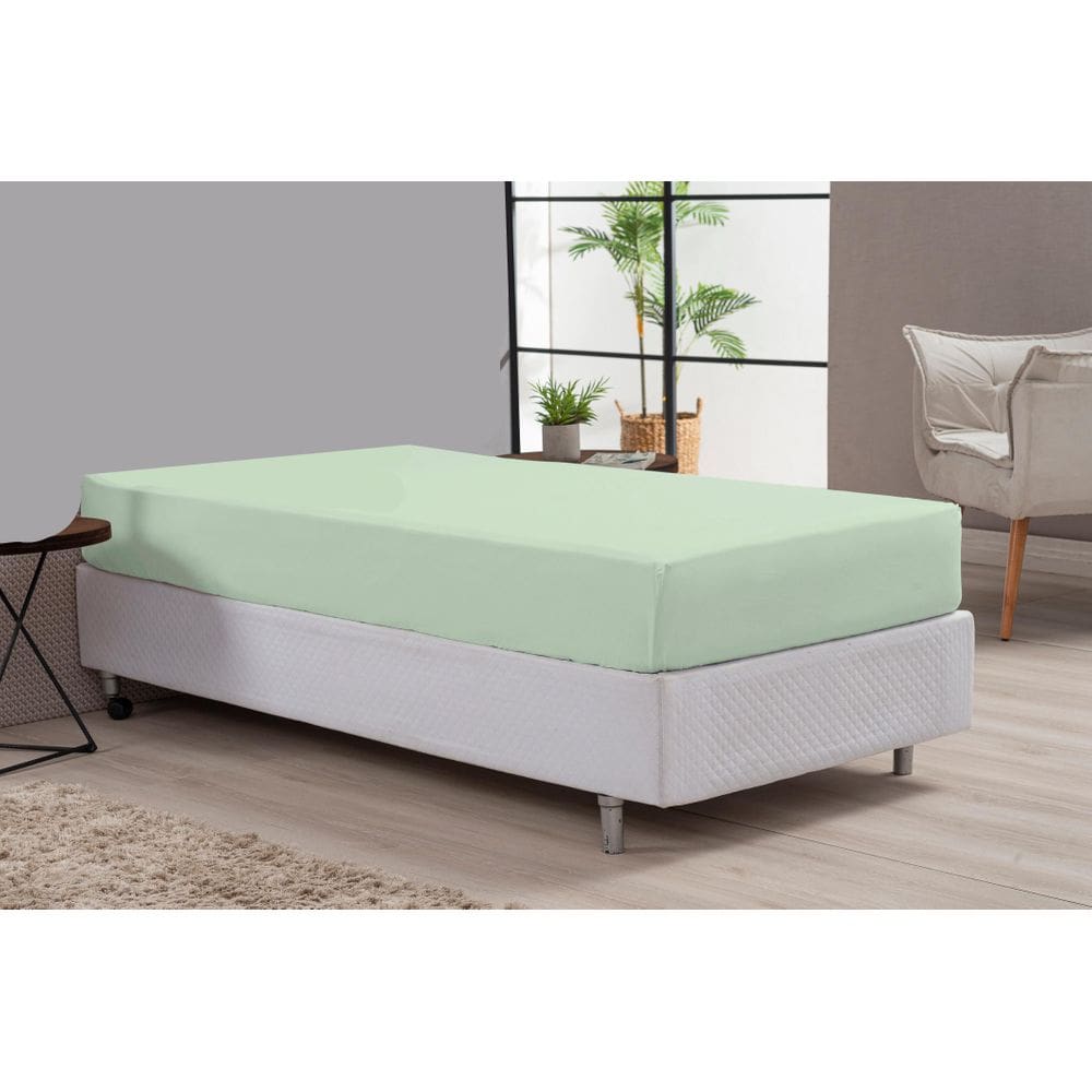 Lençol Sem Fronha Hotel Clinica Solteiro Verde Algodão