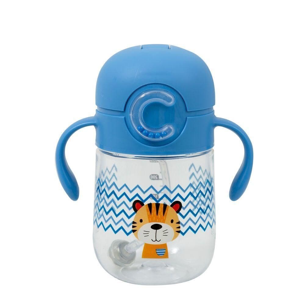 Copo Transição Infantil Com Canudo Tampa Anti-vazamento Azul Capacidade 300 Ml Desenho Coala