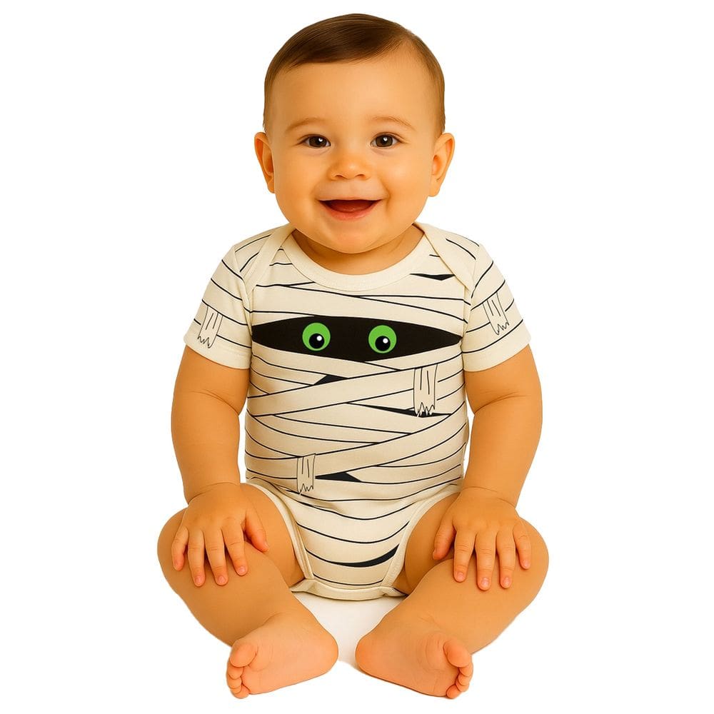 Body de Bebê Manga Curta Temático Fantasia Múmia