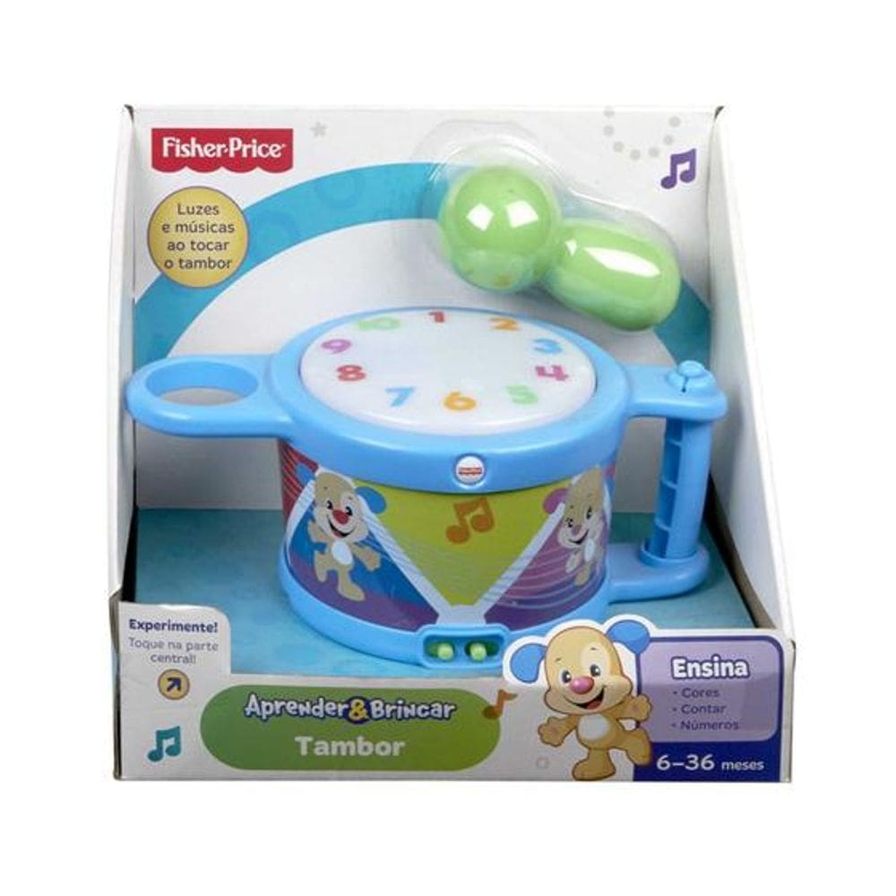 Tambor Aprender E Brincar Com Som E Luz Fisher Price DTM56 - Mattel