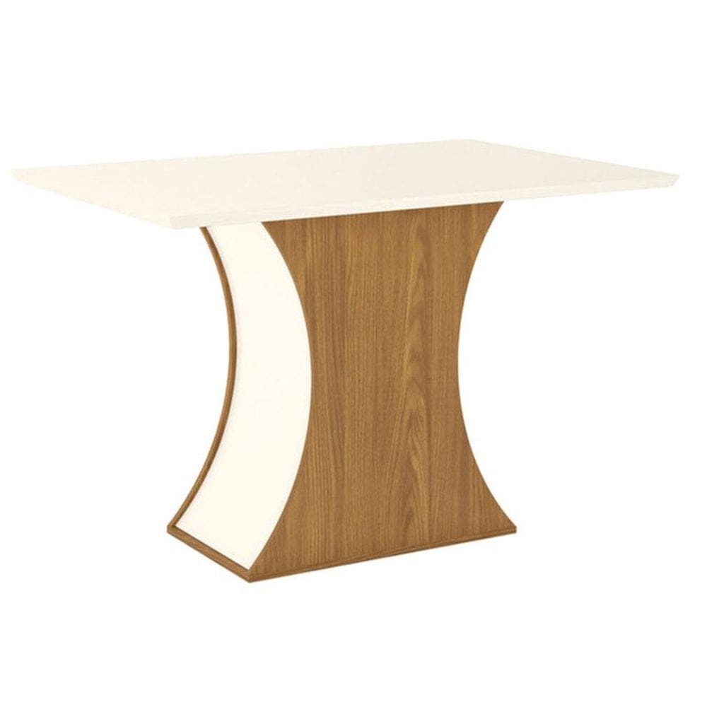 Mesa de Jantar Luiza 120 cm Canto Reto sem Vidro Nature Off White - Henn