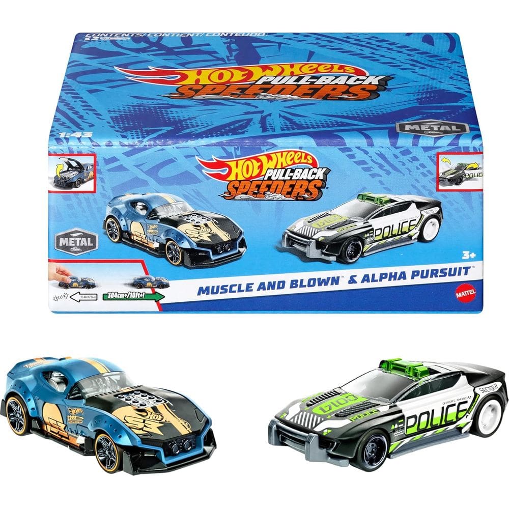 Hot Wheels Pullback Speeders Veiculo de Brinquedo Conjunto de 2 Carrinhos de Friccao SURORESA - MATTEL - HWH58