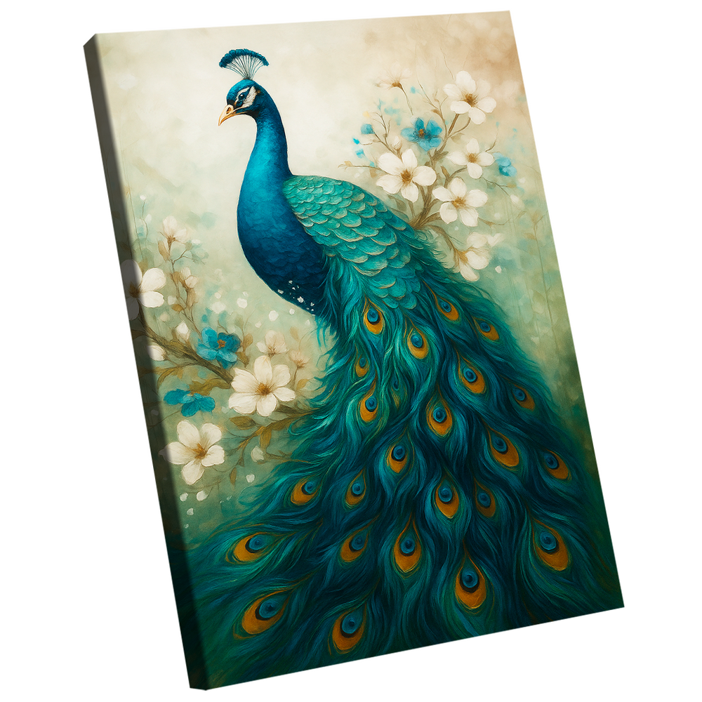 Quadro Decorativo Pavão Estilo Pintura