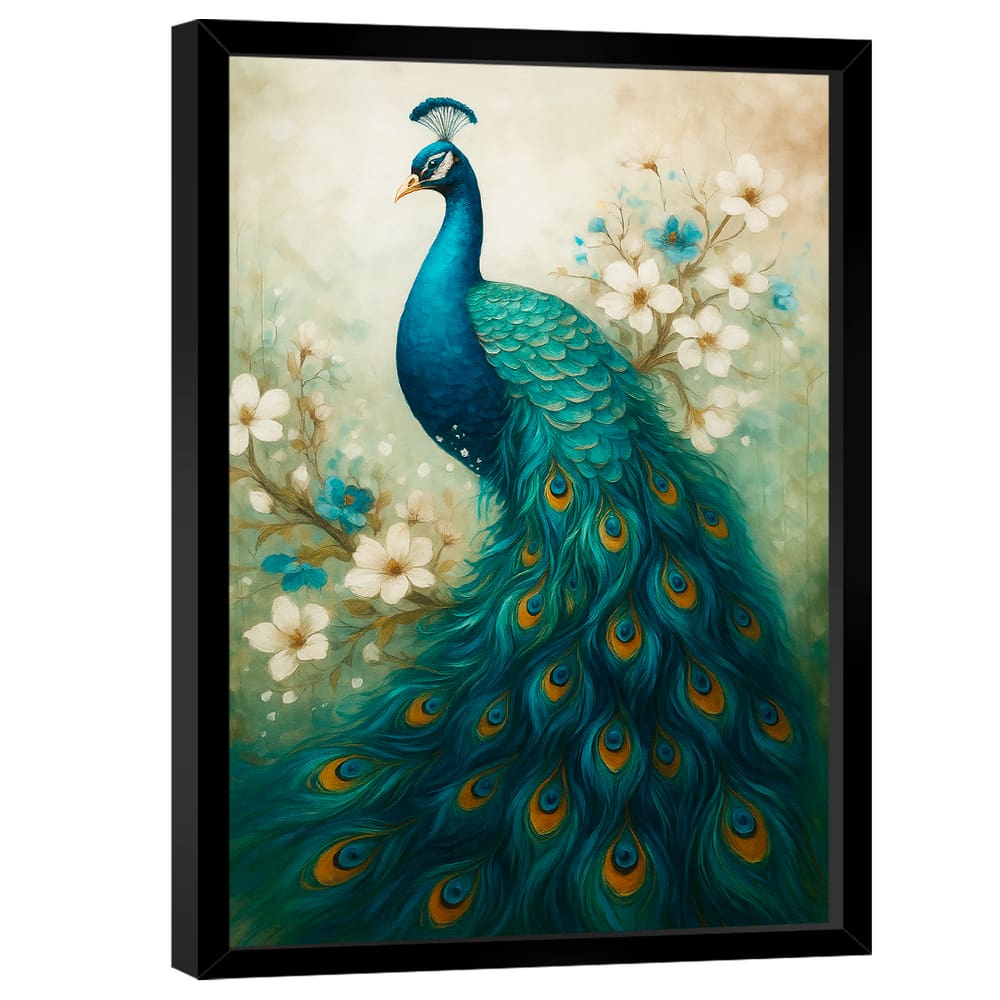 Quadro Decorativo Pavão Estilo Pintura