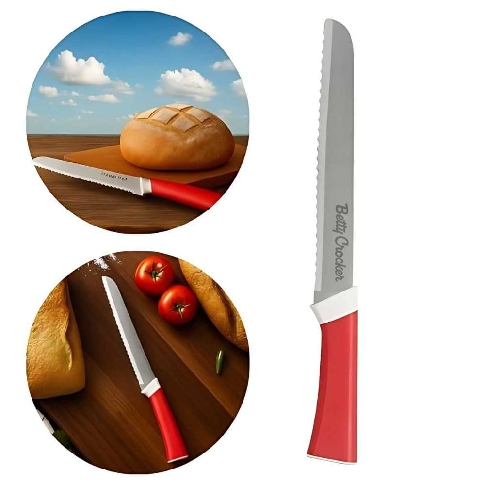 Faca para Pão 8” Bolo Inox Serrilhada Cozinha Betty Crocker