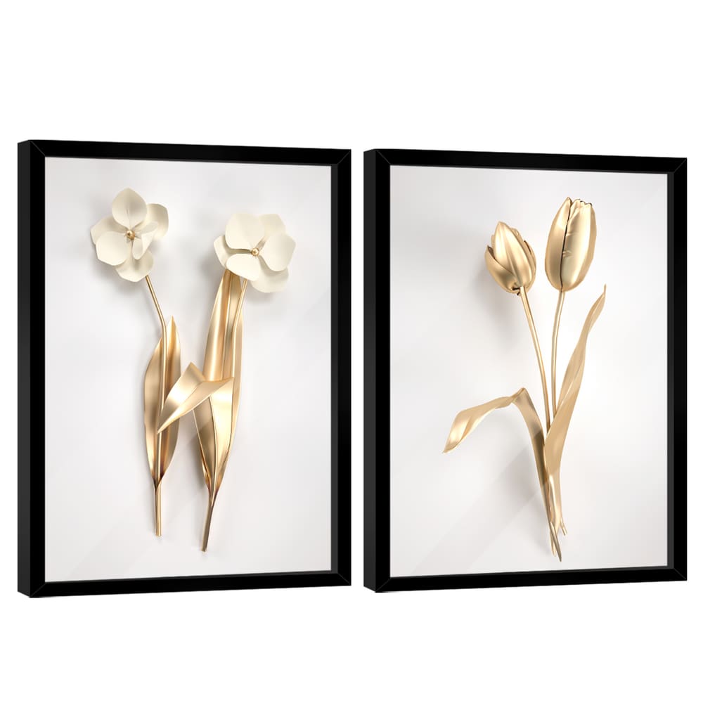 Quadro Decorativo Duo Flores de Ouro
