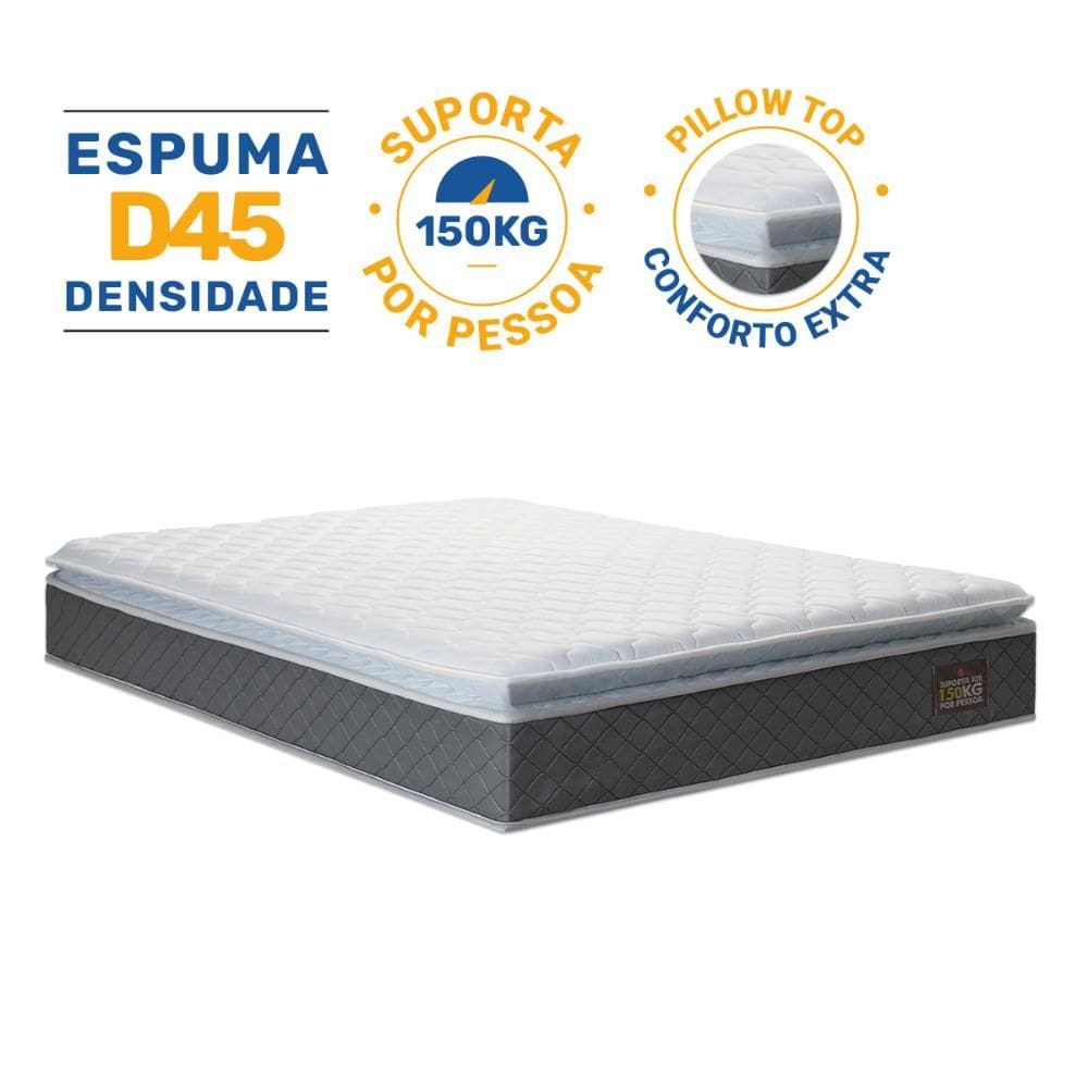 Colchão de Espuma D45 Pillow Top Fort Comfort King 193x203x19cm