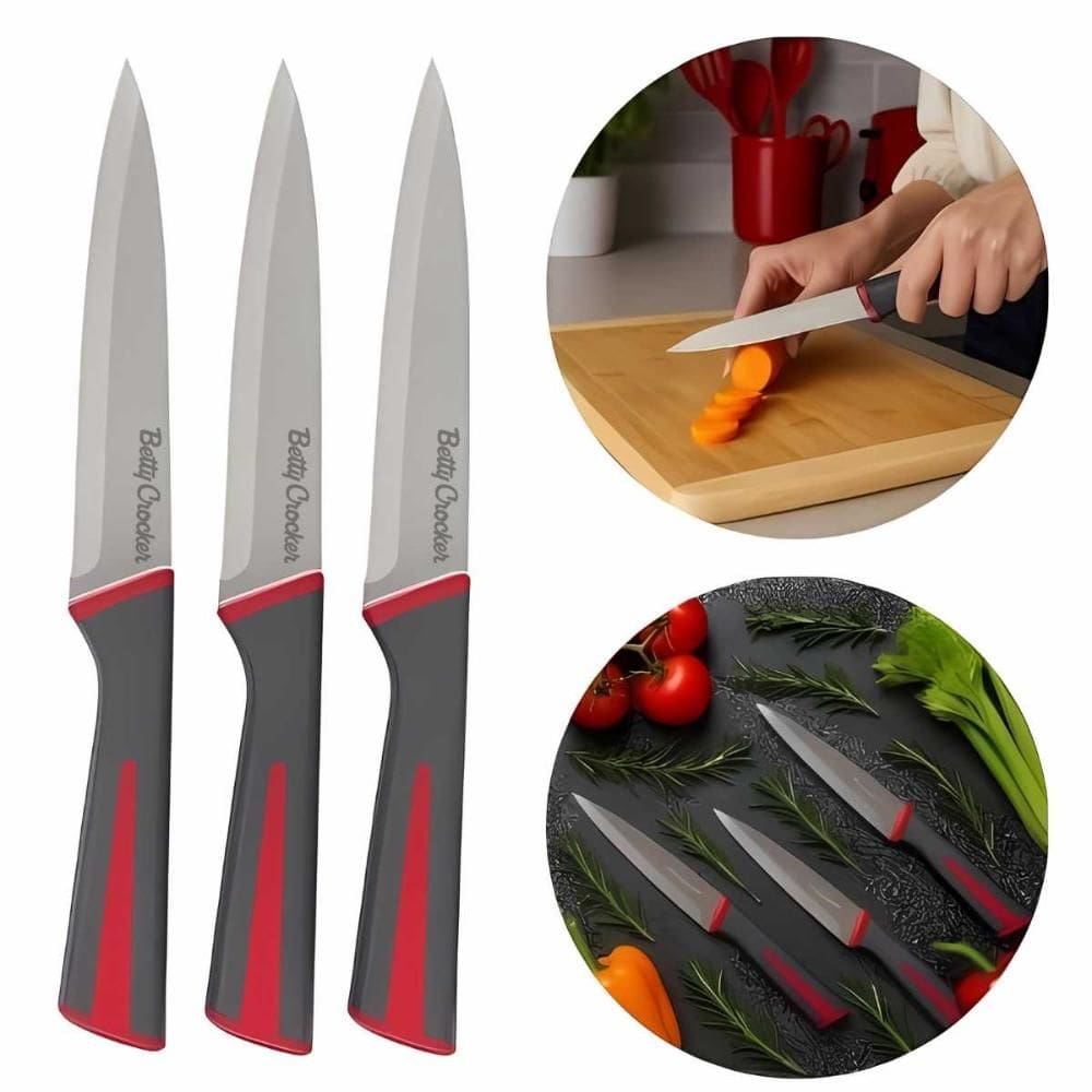 Conjunto 3 Facas Multiuso Mesa Legumes Cozinha Betty Crocker