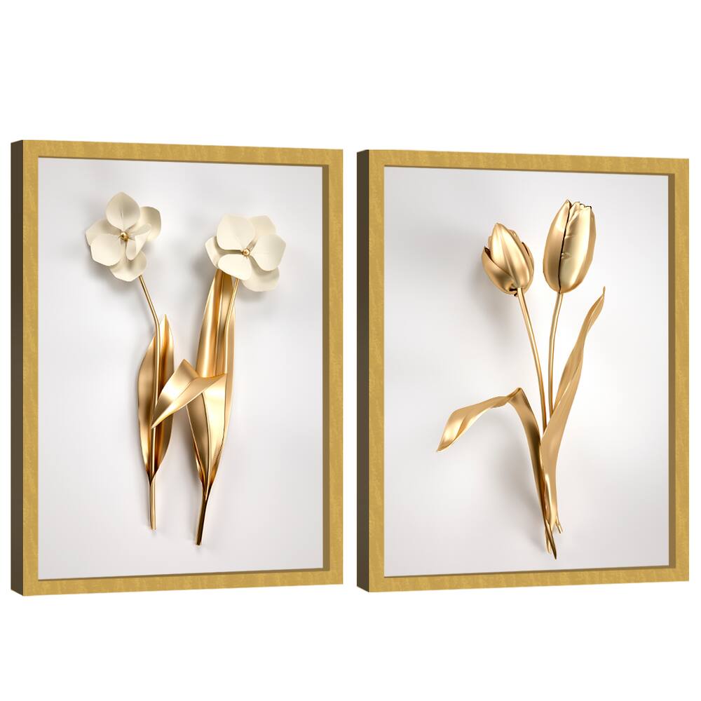 Quadro Decorativo Duo Flores de Ouro