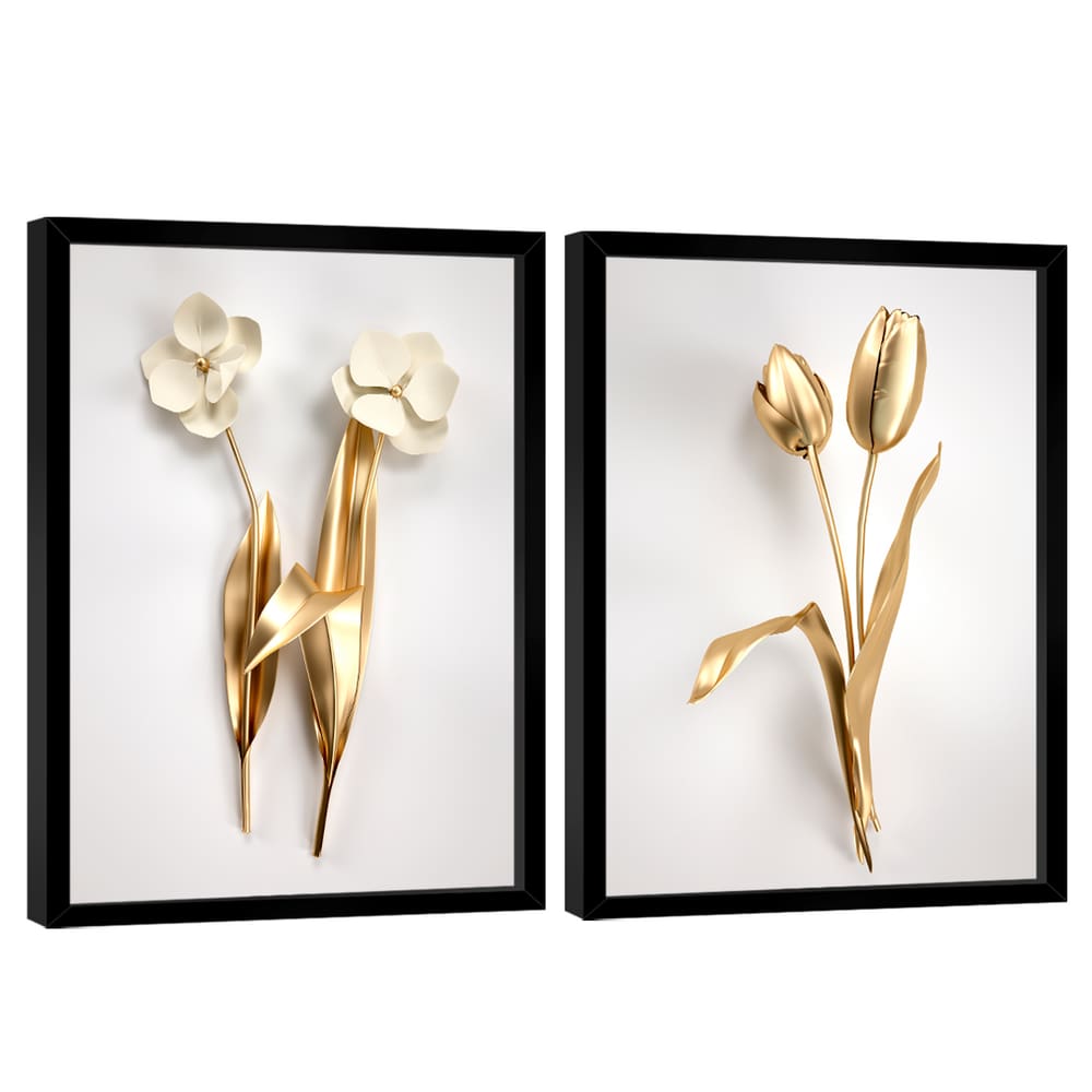 Quadro Decorativo Duo Flores de Ouro