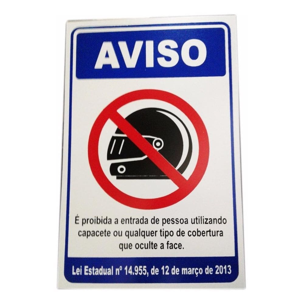 Placa Pvc Proibido Entrada Capacete Auto-Adesiva Jaime 3 Uni