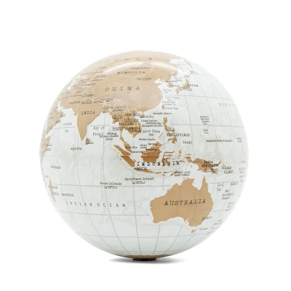 Globo Terrestre Branco Iluminado Luminaria Led Infantil Adulto Decoracao Escritorio Sala Quarto Mapa Mundi Giratorio Um