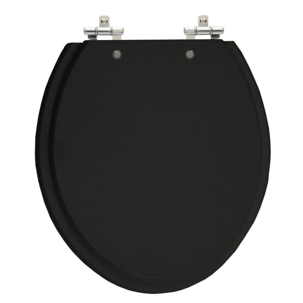 Assento Laqueado Oval Preto Tampa Para Vaso Universal Em Mdf