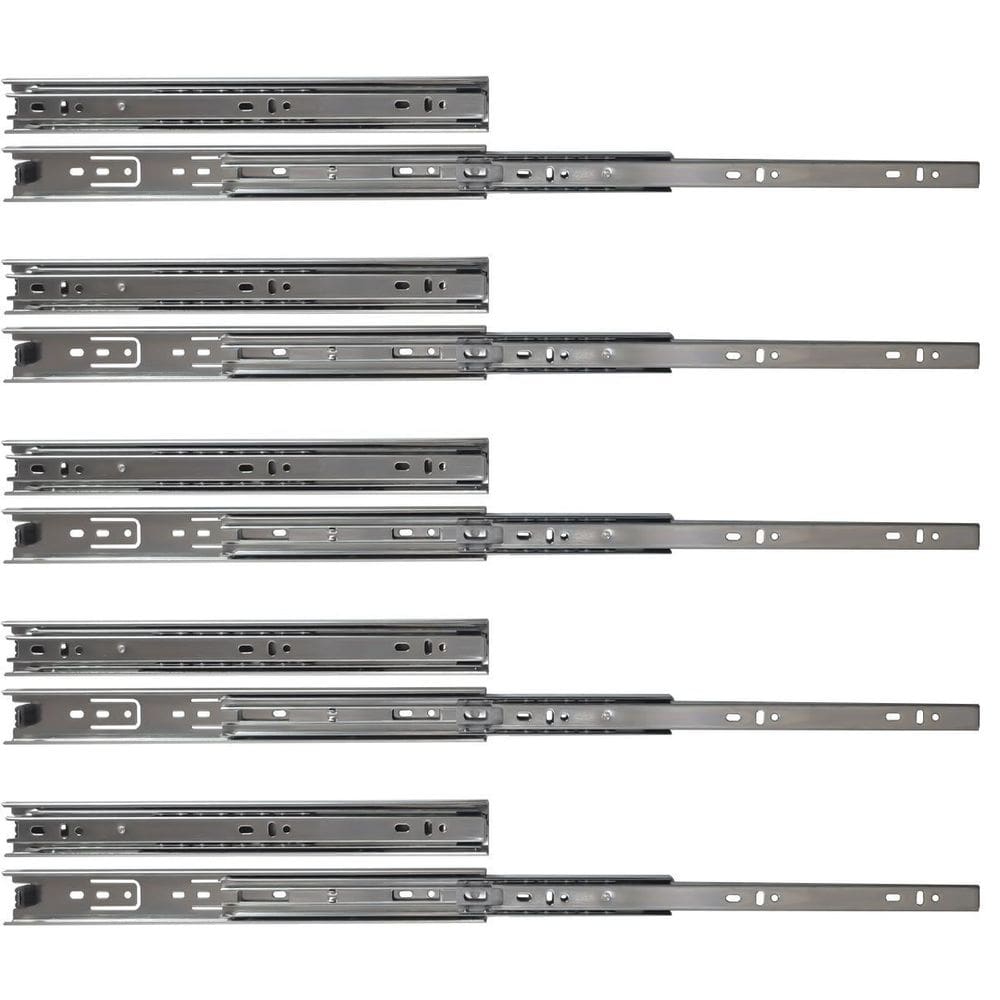 Kit 10 Corrediças Telescópicas 35Cm 25Kg Para Gaveta 5 Pares