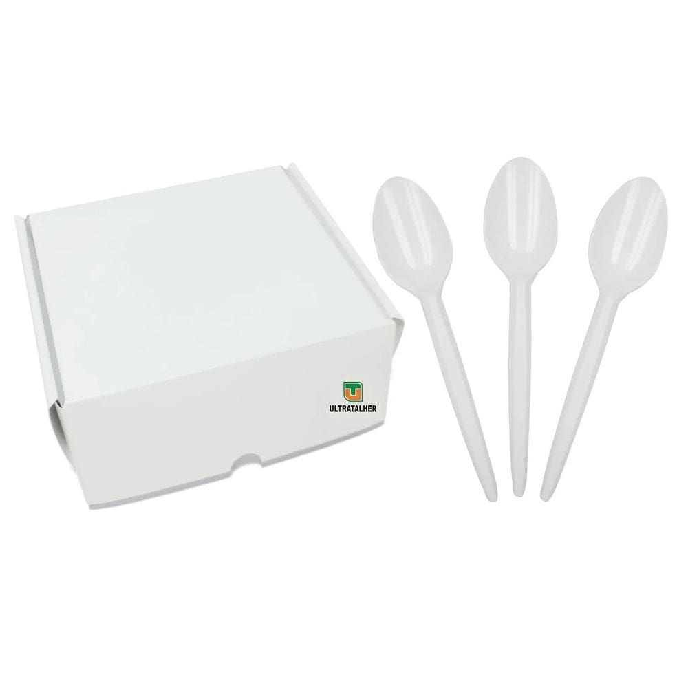Colher Sobremesa Descartavel Branco Ultratalher C/3000  3Cx