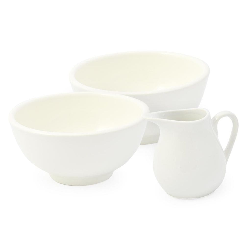 Kit 2 Bowls Tigela E Mini Jarra Para Sobremesas Branco