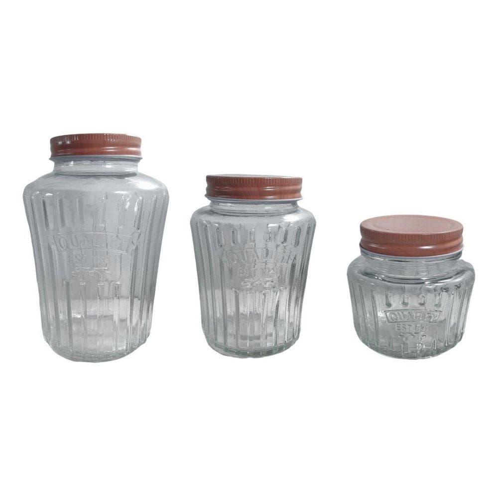 Jogo Com 3 Potes Vidro Safira 980/480/280Ml - Safira