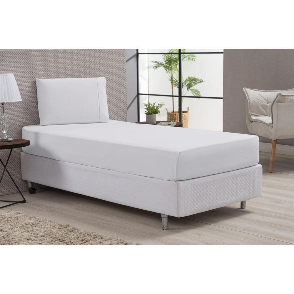 Kit Lençol E Fronha 80% Algodão Solteiro Branco Hotel