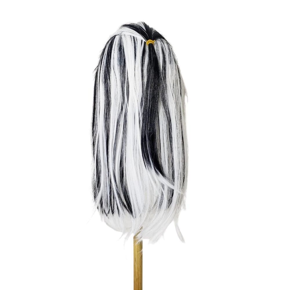 Peruca De Monstrinha Preta E Branco Sintetica 55 Cm Cosplay