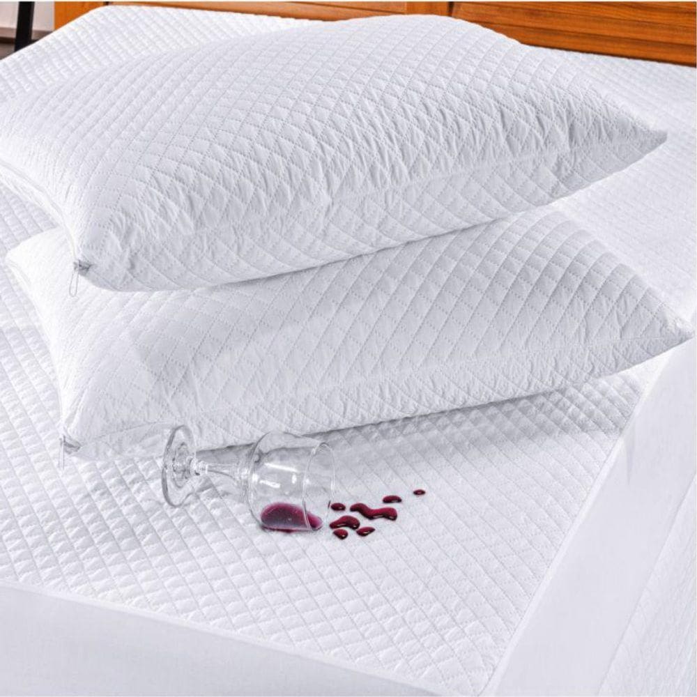 Protetor Colchão Casal Padrão + 2 Capas Travesseiros Branca
