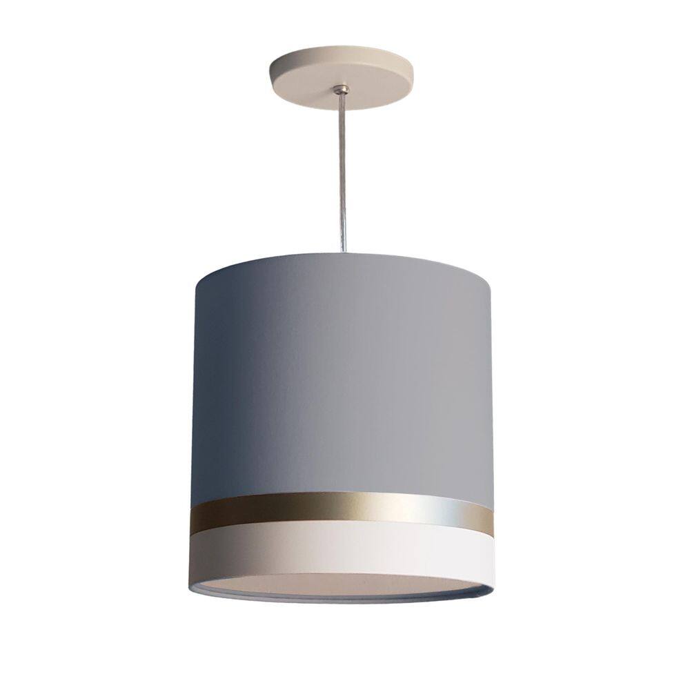 Lustre Pendente Faixas Bronze Cúpula Cinza 25X25