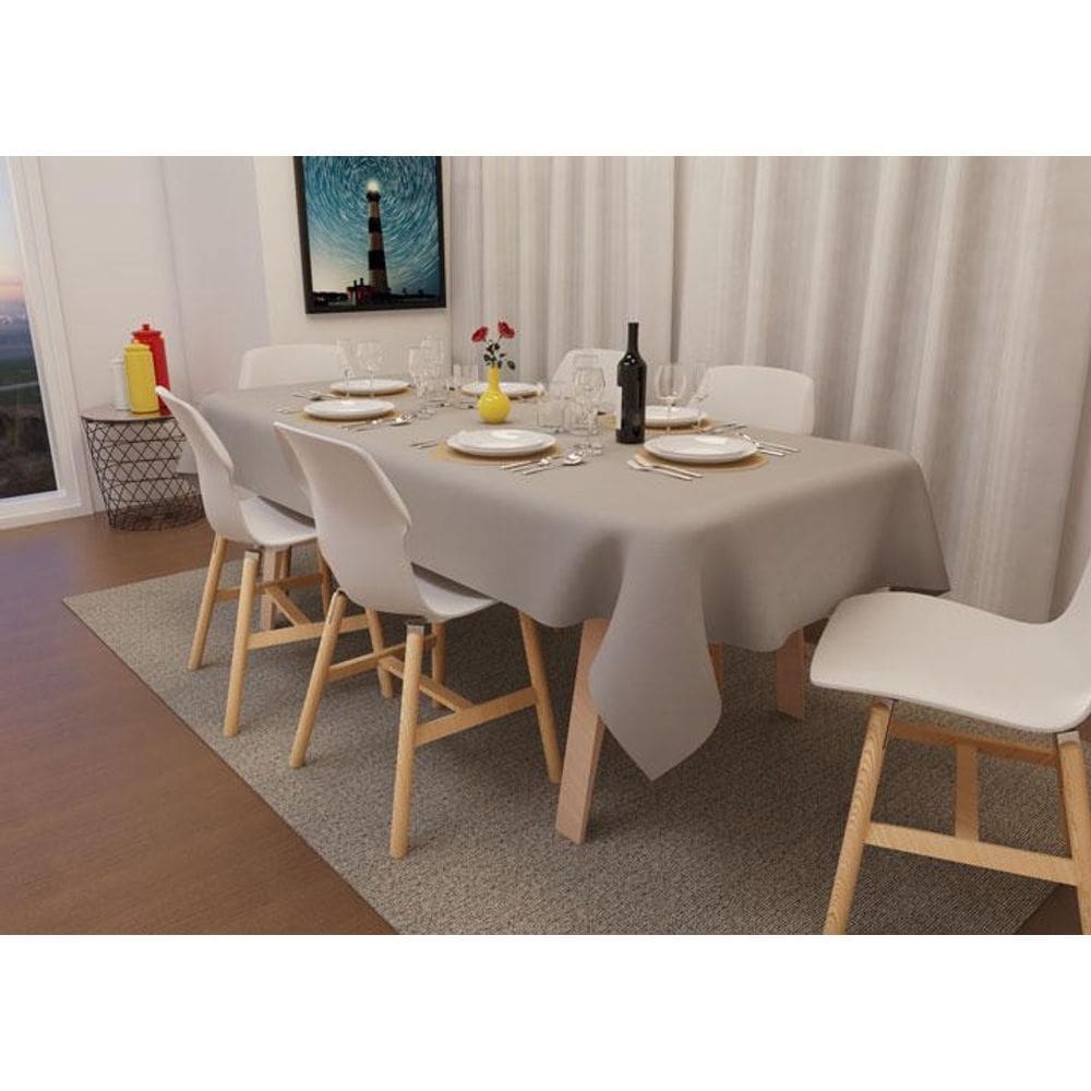 Toalha De Mesa Cinza Quadrada 4 Lugares Oxford 1,40 X 1,40