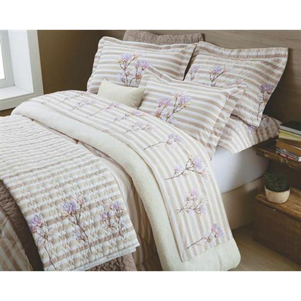 Jogo Cama King Size Italy Percal 200 Fios C/Abas Naturalle