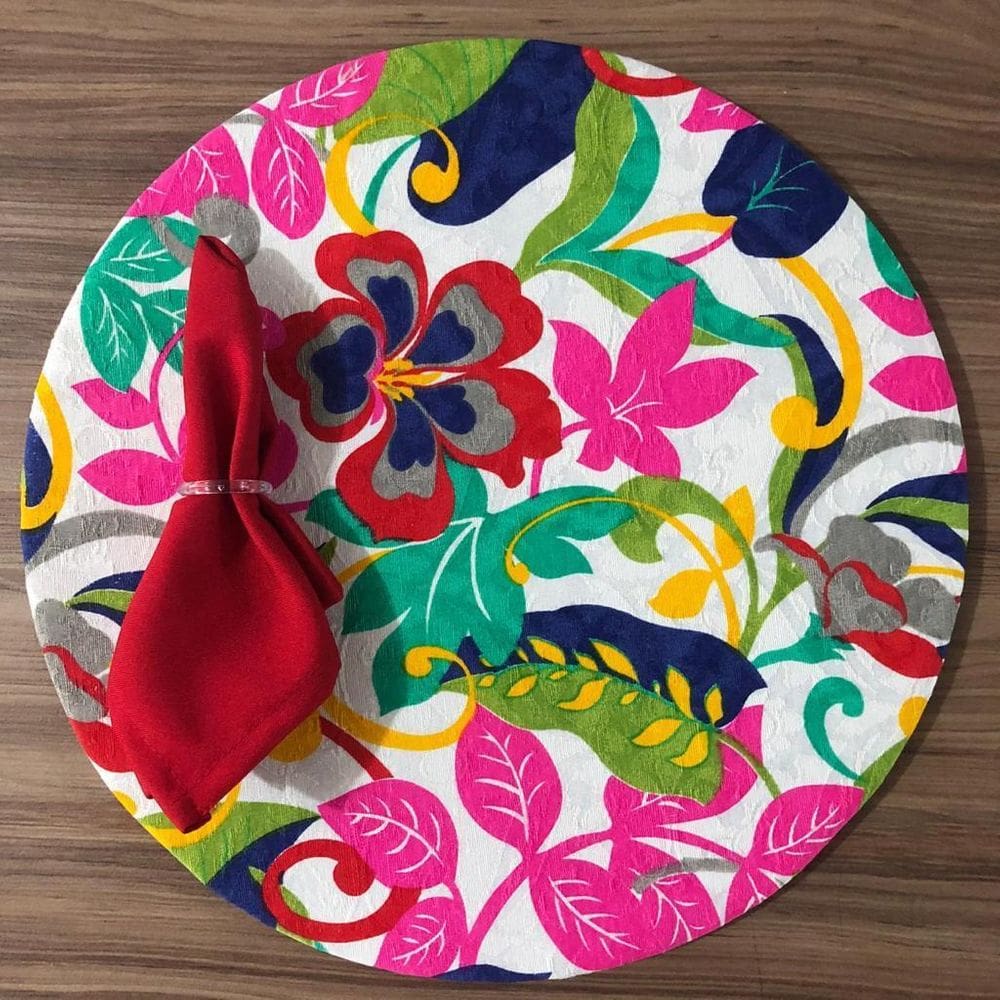 Jogo De Sousplat De Tecido 2 Lugares Completos Vermelho