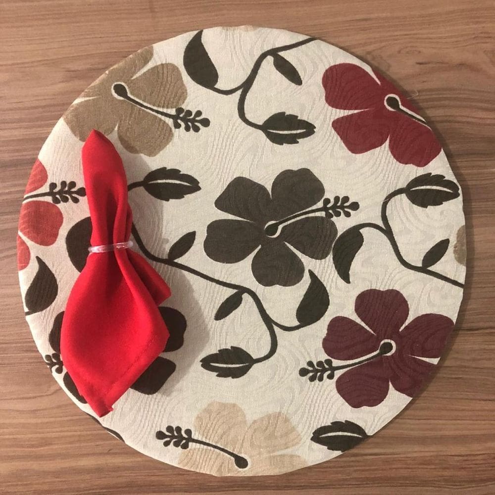 Jogo De Sousplat De Tecido 2 Lugares Completos Vermelho