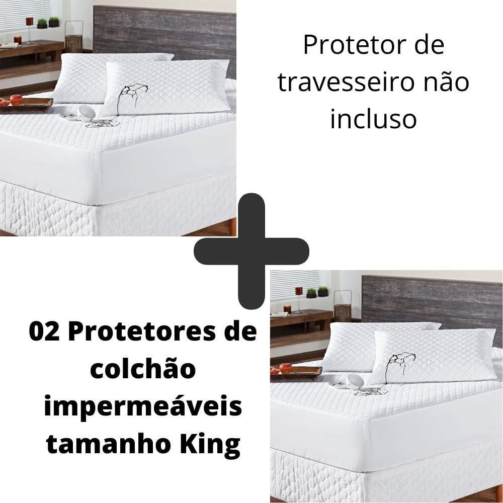 Kit 02 Protetor Colchão Capa Impermeável Branco Cama King