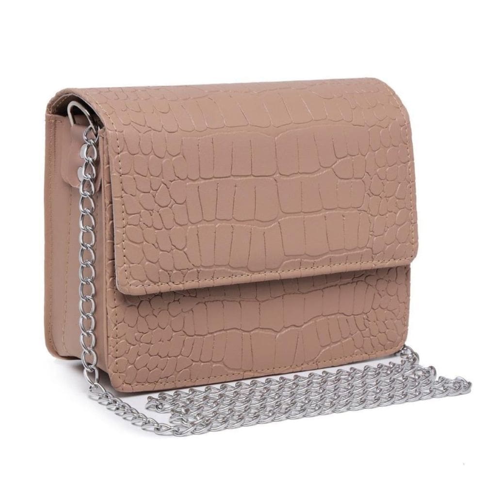 Bolsa Croco Feminina com Alça de Corrente e Alça de Mão Tendência para o Dia a Dia e Festa