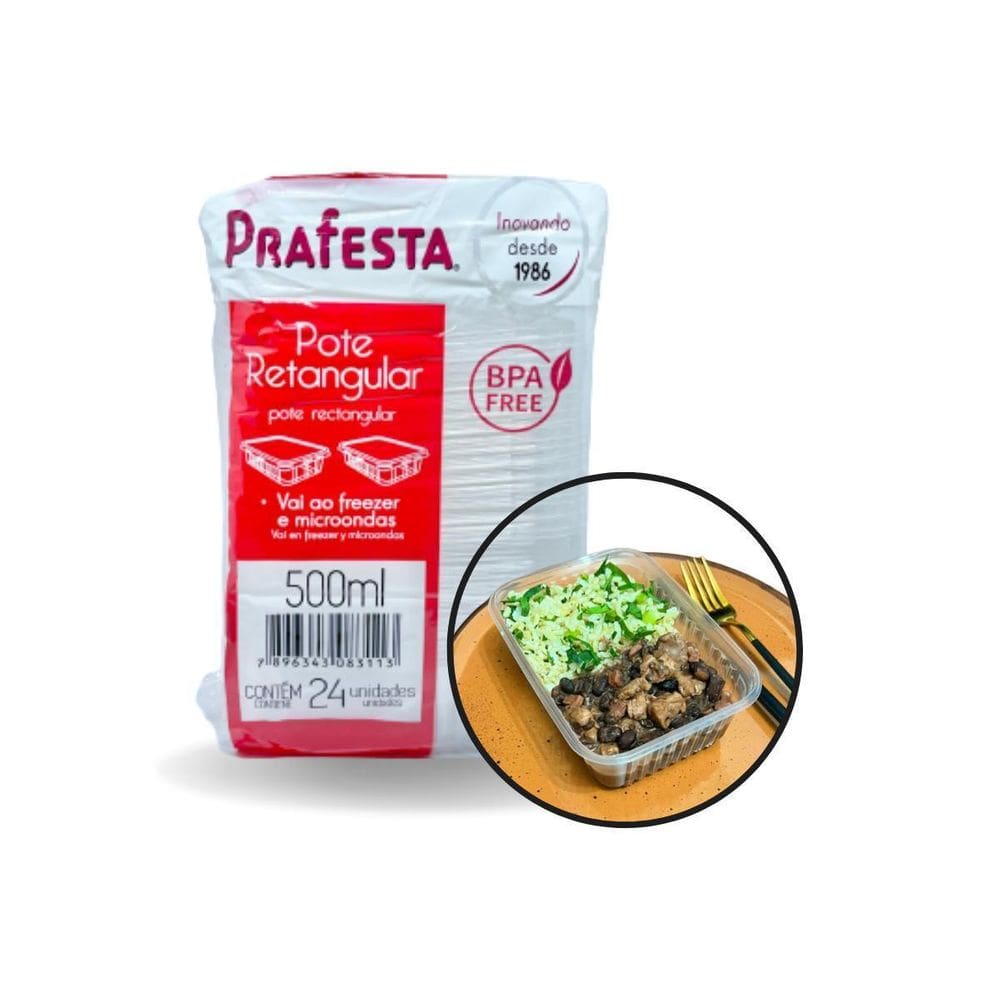 Pote 500Ml Para Alimentos Congelados Marmita Fitness 48Und.