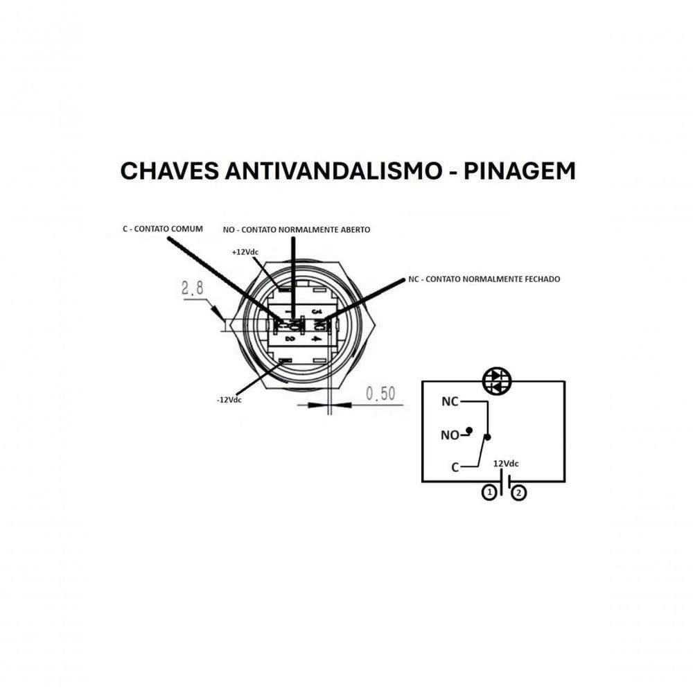 Chicote Para Botao De Chaves Anti Vandalismo Nwt 15cm