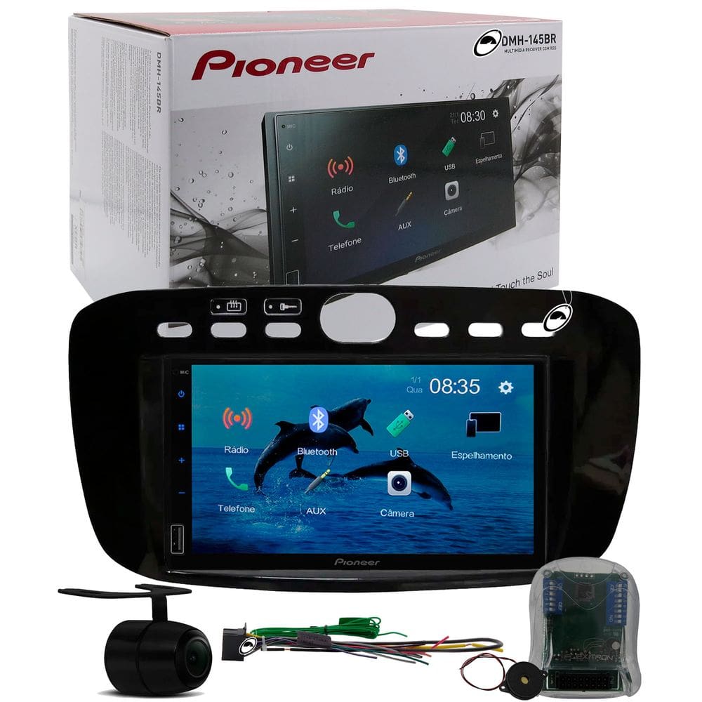 Multimídia Pioneer DMH-145BR Punto 2012 à 2016 Linea 2015 à 2017 Interface Comando Volante + Câmera Ré