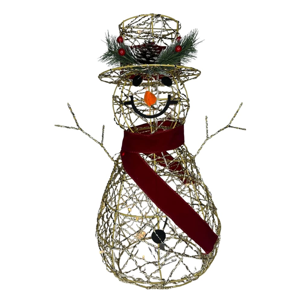 Boneco Neve Cotton Glit Decoração Com Luzes 50cm