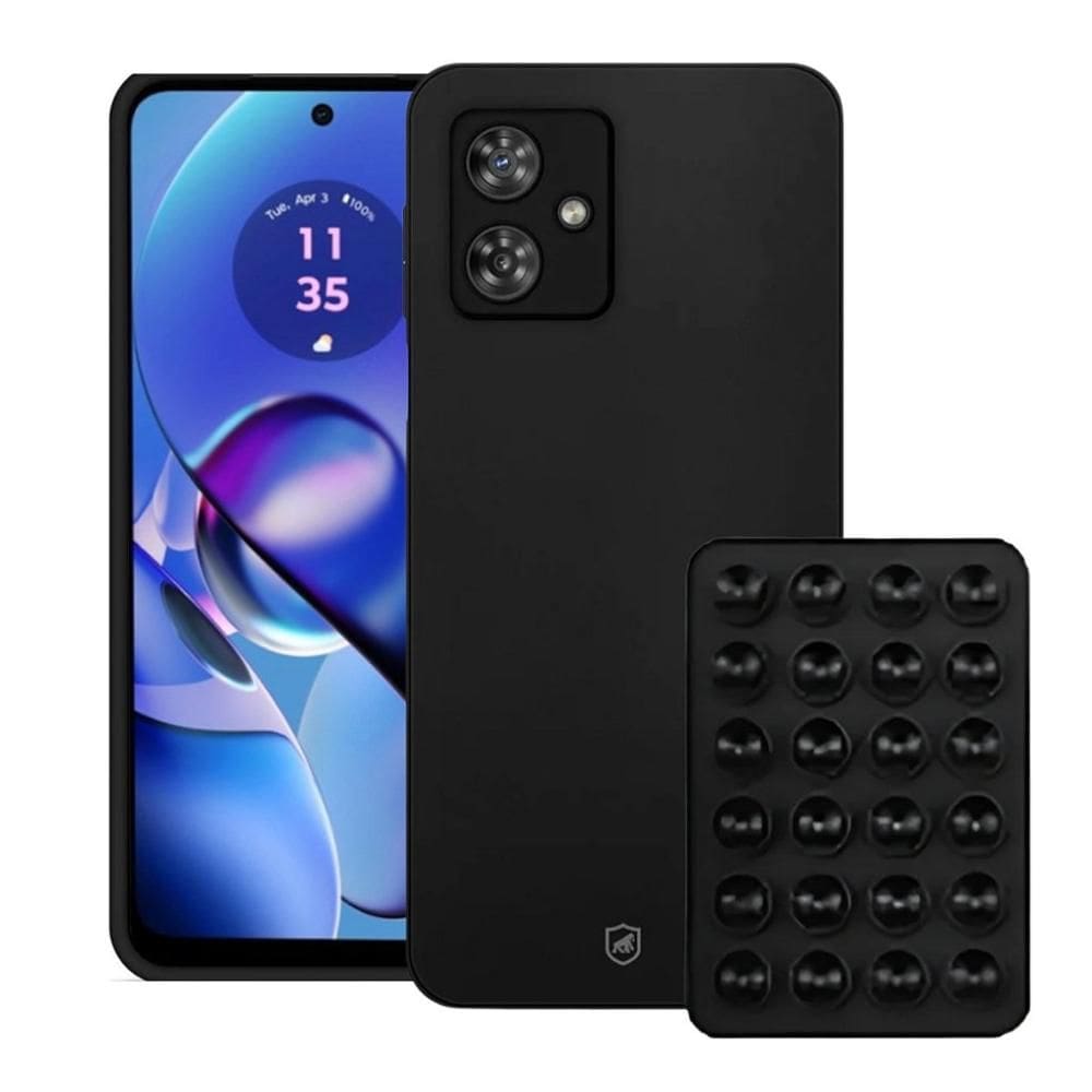 Kit Capa Silicon Veloz para  Motorola Moto G64 5G +  Ventosa - Preta - Gshield