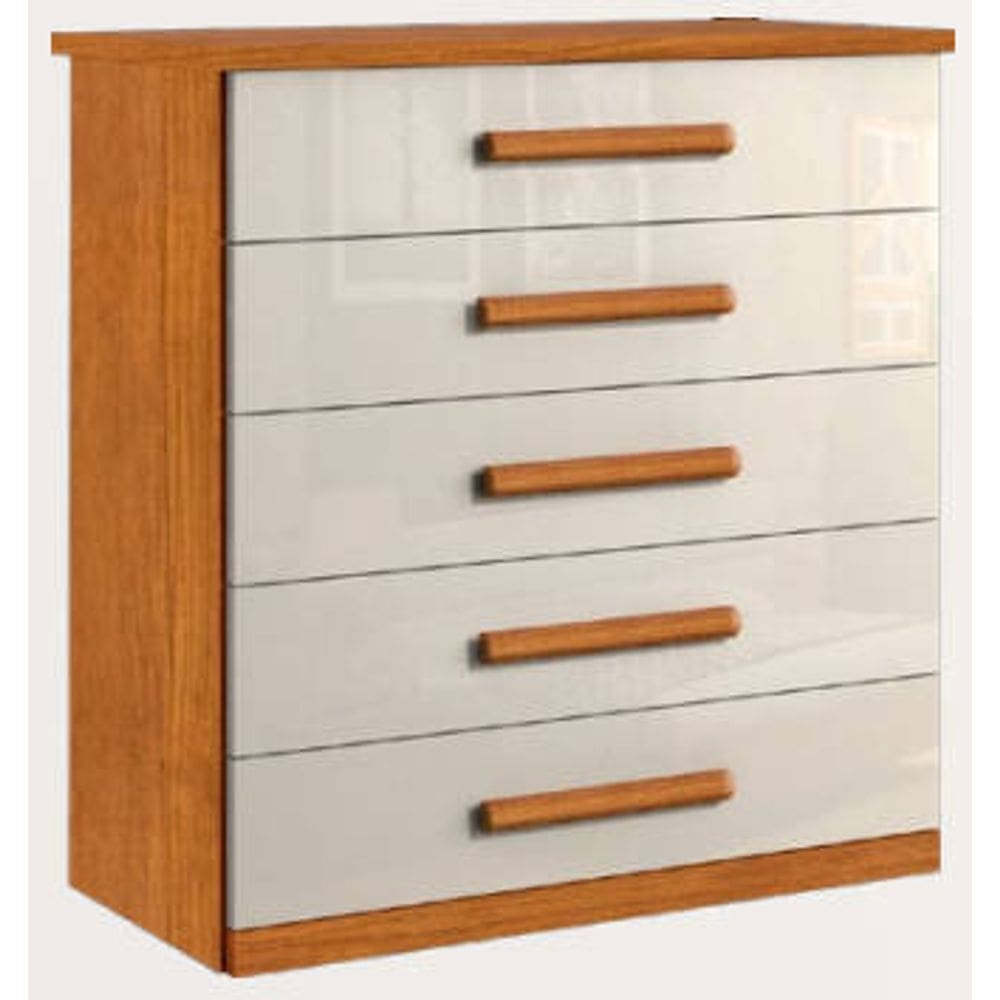 Cômoda para quarto 5 gavetas corrediças telescópicas - Toronto-Nature/Off - Bianchi Móveis