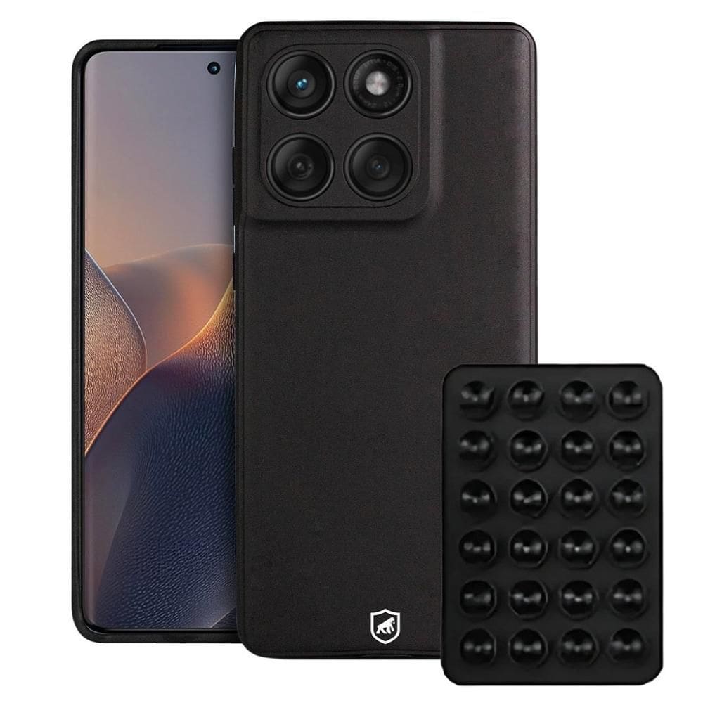 Kit Capa Silicon Veloz para Moto Edge 60 + Ventosa - Preta -
